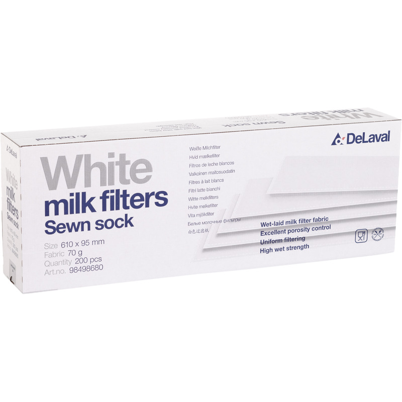 Filtre à lait 610x95 - 70 gr White Cousu (200x) d'origine Delaval 984986-80