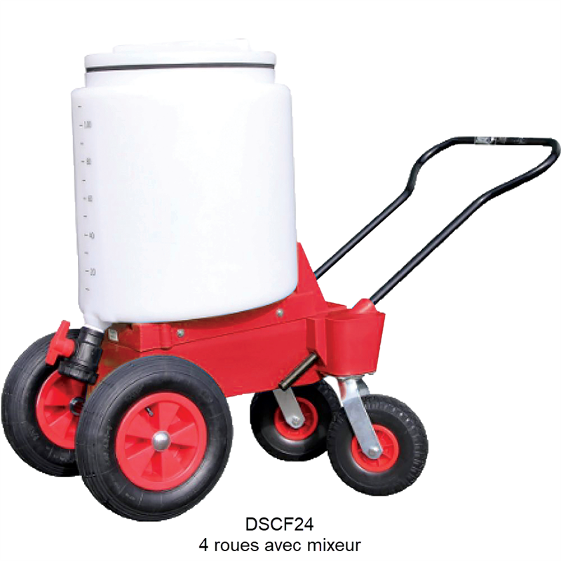 Chariot Transport de Lait 110 litres - avec mixeur - 4 roues - (rouge)