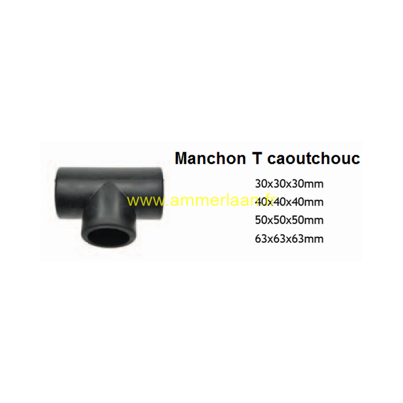 Raccord T 40x40x40 mm Caoutchouc