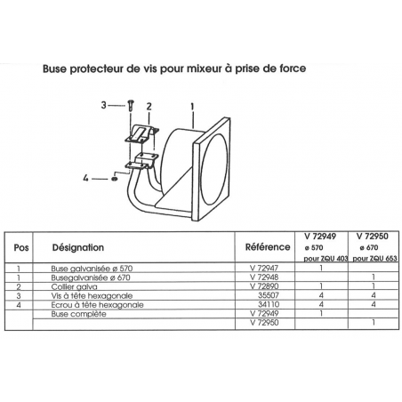 Buse galvanisée 670 mm - (Mixer drum) - V72948: 70x70cm ID.65cm - 5560-5806-038