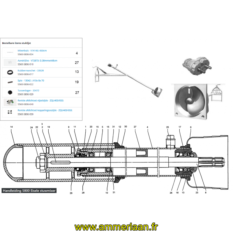 Kit de révision d'étanchéité côté attelage - ZQU403/653 - Eisele - 5560-5806-059