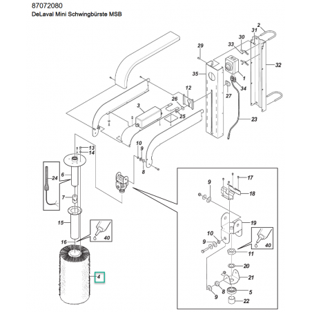 Brosse de rechange pour mini brosse oscillante MSB d'origine DeLaval - 876896-01