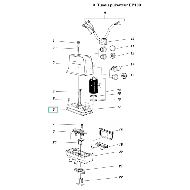 Joint pulsateur EP100 Delaval 968989-01  adaptable (n° 6)