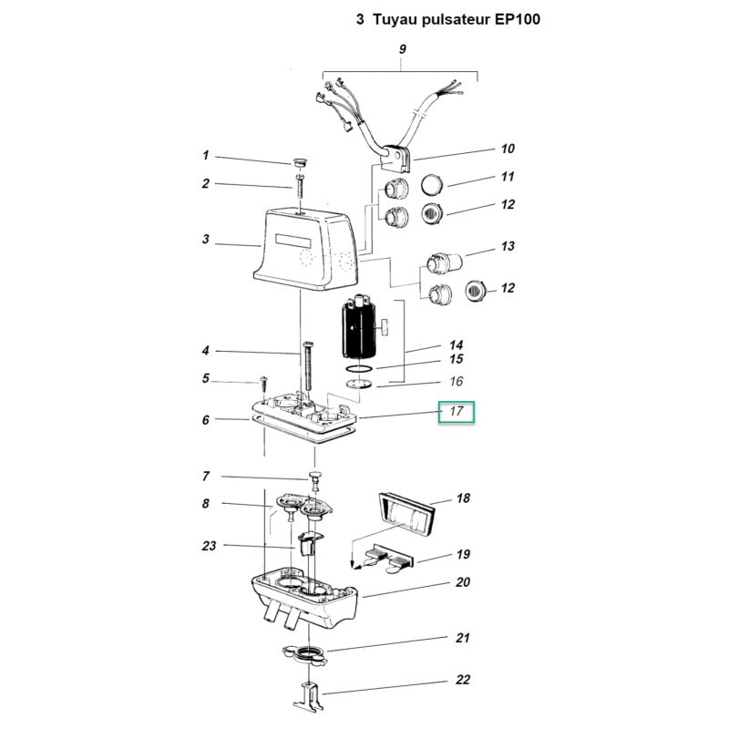 Embase pulsateur EP100 Delaval 995259-82 adaptable (n° 17)