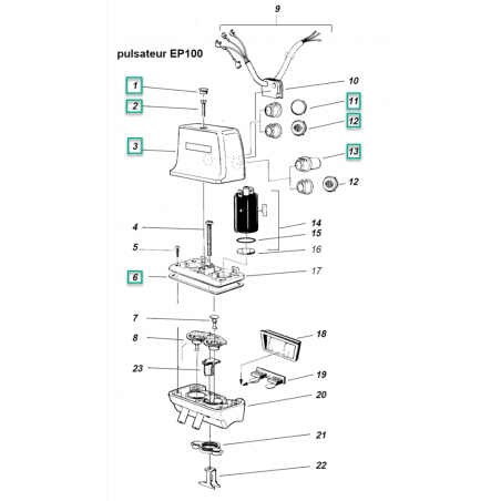 Kit couvercle EP100 d'origine Delaval (1+2+3+6+11+12+13) 997566-84