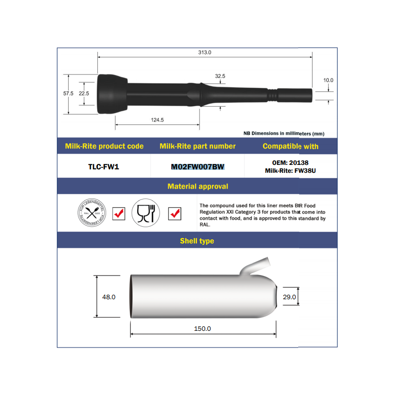 Manchon TLC-W1 Triangulaires MilkRite Ultraliner  (4x)