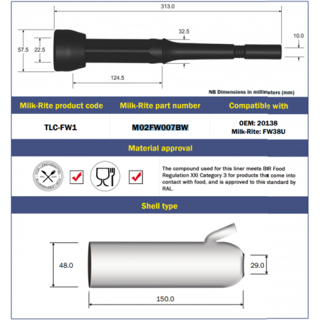 Manchon TLC-W1 Triangulaires MilkRite Ultraliner  (4x)