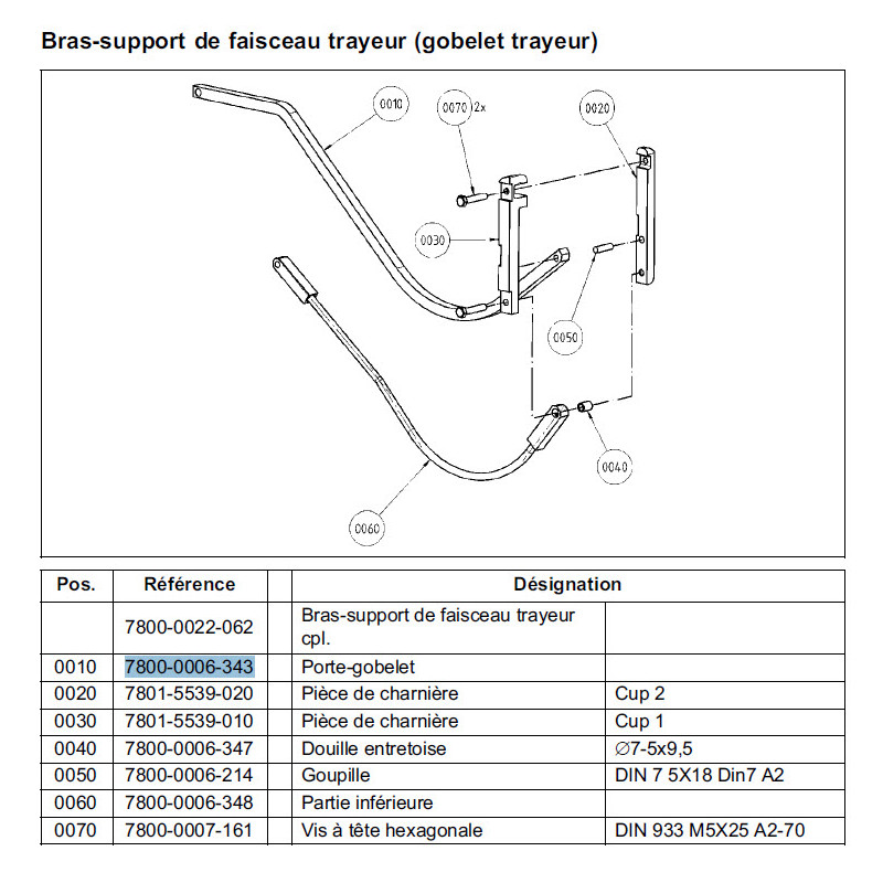 Porte gobelets d'origine MIone Gea Réf: 7800-0006-343 (rep 010)