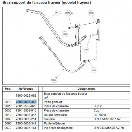 Porte gobelets d'origine MIone Gea Réf: 7800-0006-343 (rep 010)