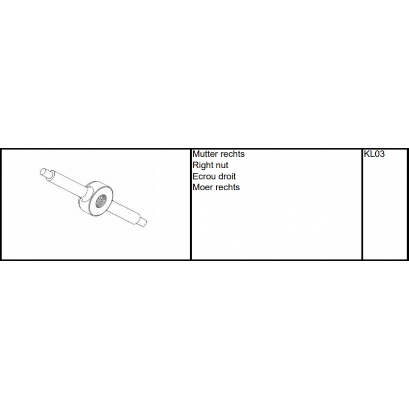 Ecrou droit d'origine - Réf: KL03