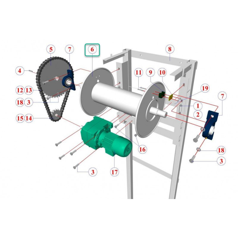 Tambour pour entraînement par corde - D16cm - 5500-5550-009 (Nr 6)