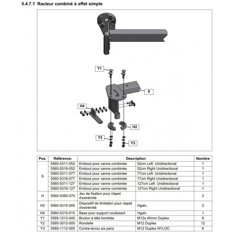 Base pour support coulissant Racleur Combi Royal de Boer - 5560-5315-035