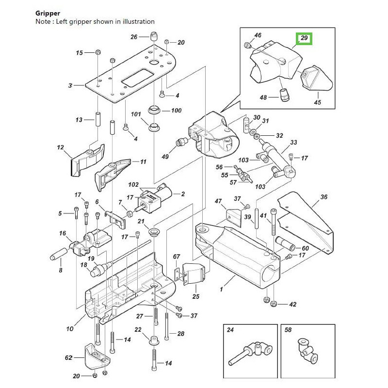 Gripper gable left d'origine Delaval - 914007-01 