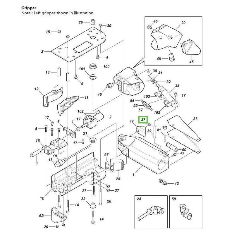 Screw DIN 7985AH 4X8 A2 Philips d'origine Delaval - 260225-22 (rep 37) 