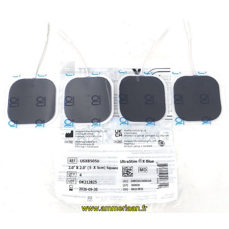 Axelgaard UltraStim® X Blue Electrodes 5x5 cm USXB5050 - DLUO 2026-09-30