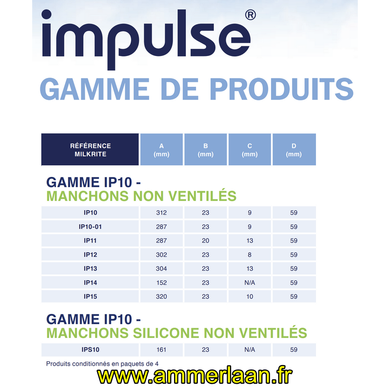 Manchon IP10 MilkRite Impulse Non Ventilé (4x) 