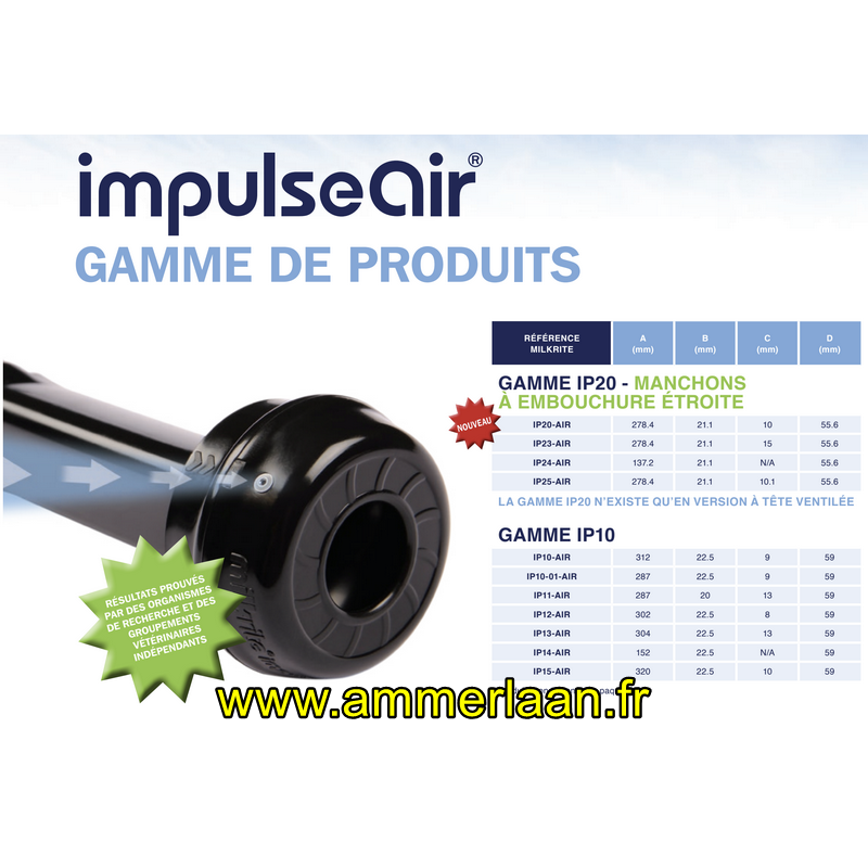 Manchon IP10-AIR MilkRite Impulse AIR Ventilé HV (4x) - M02AV044AV 